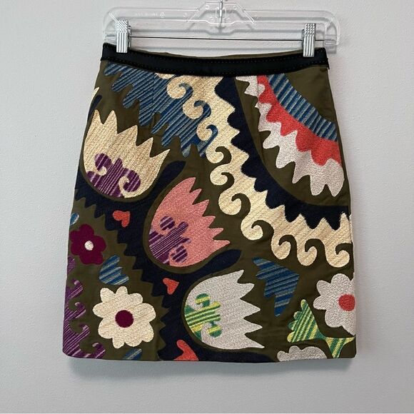 Anthropologie Vanessa Virginia Embroidered Floral Tulipa Skirt Size 2 - Picture 1 of 9